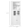 HOMCOM 63" White Kitchen Hutch Cabinet 4-Door Pantry Storage Adjustable Shelf Dining Room Organizer