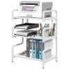 HOMCOM Metal Storage Shelf 3-Tier Freestanding Organizer Printer Stand for Home Office Living Room