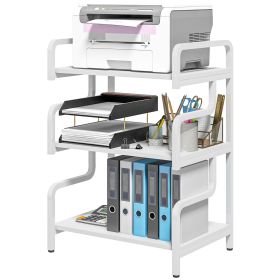 HOMCOM Metal Storage Shelf 3-Tier Freestanding Organizer Printer Stand for Home Office Living Room
