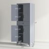 HOMCOM 67" 4-Door Kitchen Pantry with Drawer and Adjustable Shelves, Gray