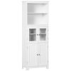HOMCOM 63" White Kitchen Hutch Cabinet 4-Door Pantry Storage Adjustable Shelf Dining Room Organizer