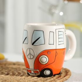 Creative Ceramic Bus Cup Interesting Milk Coffee Mug (Color: orange, Capacity: 301-400ml)
